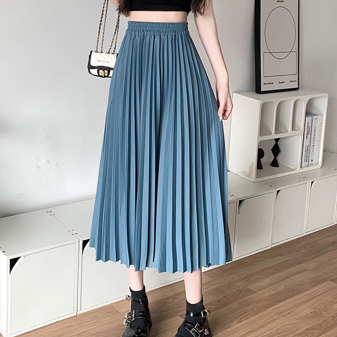 デューリリー Dewlily プリーツロングスカート レディース ボトムス 春服 夏服 秋服 韓国ファッション 10代 20代 30代 フレア ミディ丈 Aライン オフィスカジュアル