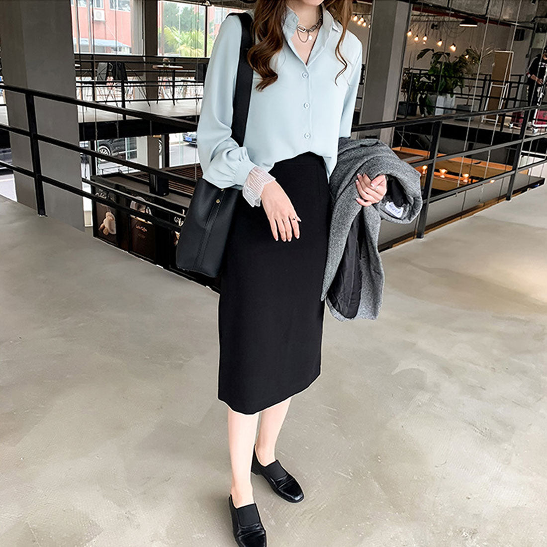 Dewlily Point Lace Blouse for Women Tops Shirts Long Sleeve Spring Clothes Autumn Clothes Korean Fashion for Teens 20s 30s Office Casual Feminine Plus Size