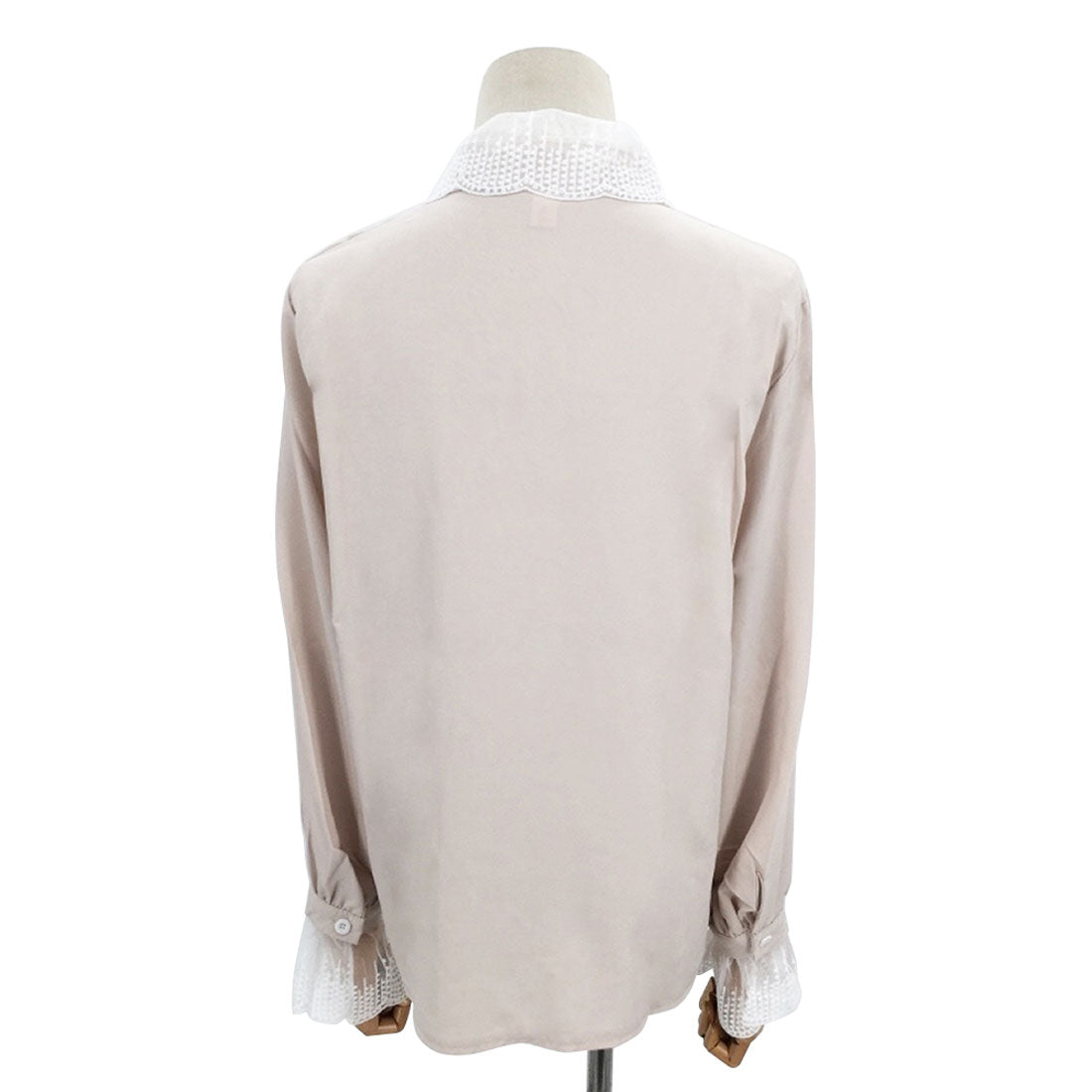 Dewlily Point Lace Blouse for Women Tops Shirts Long Sleeve Spring Clothes Autumn Clothes Korean Fashion for Teens 20s 30s Office Casual Feminine Plus Size