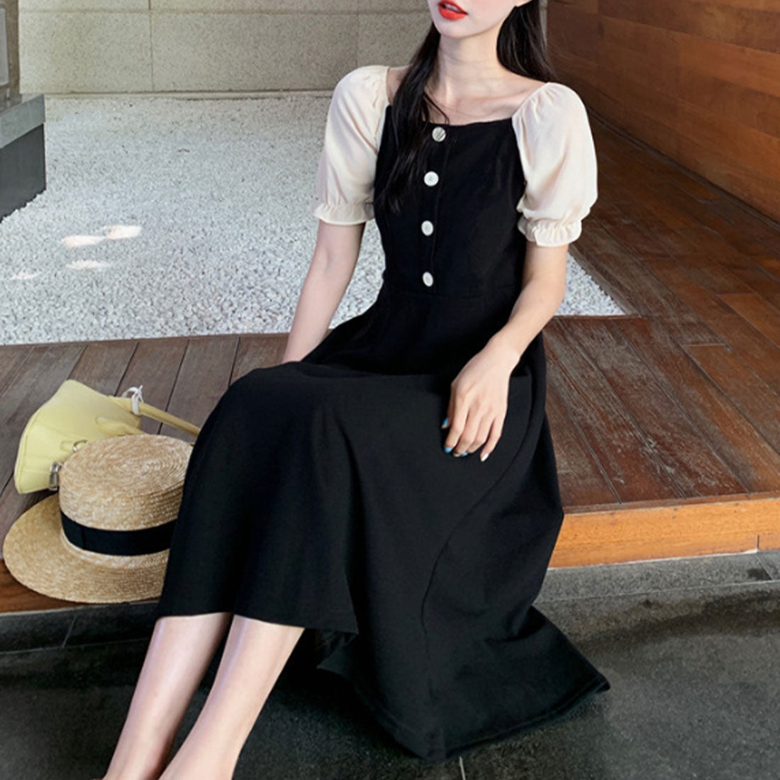 green emerald velvet dress Korean Dress Streetwear main image 0