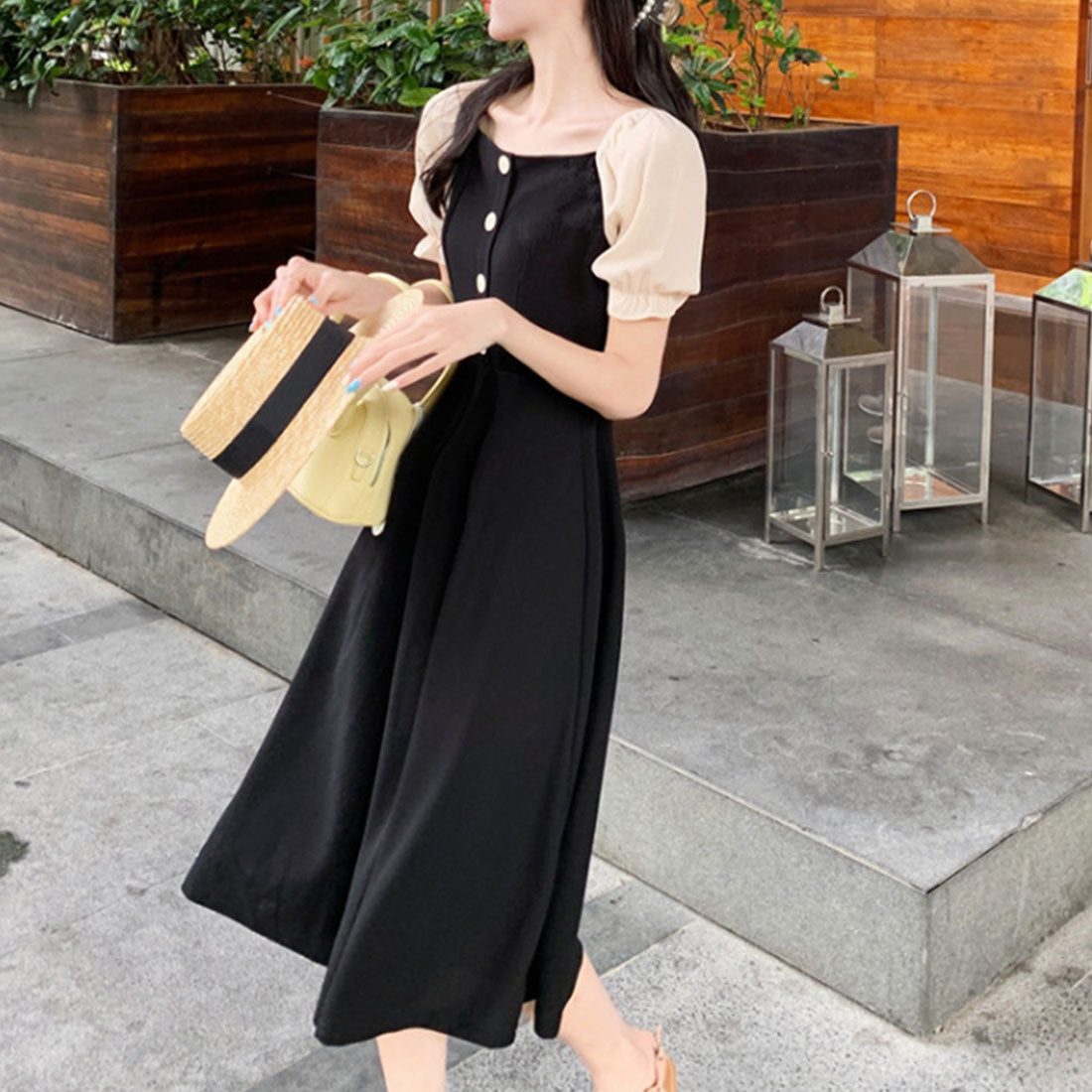 fitted lace wedding dress Dewlily Puff Sleeve Dress Korean Fashion Teens 20s 30s Cute Date A- fitted lace wedding dress Dewlily Puff Sleeve Dress Korean Fashion Teens 20s 30s Cute Date A-