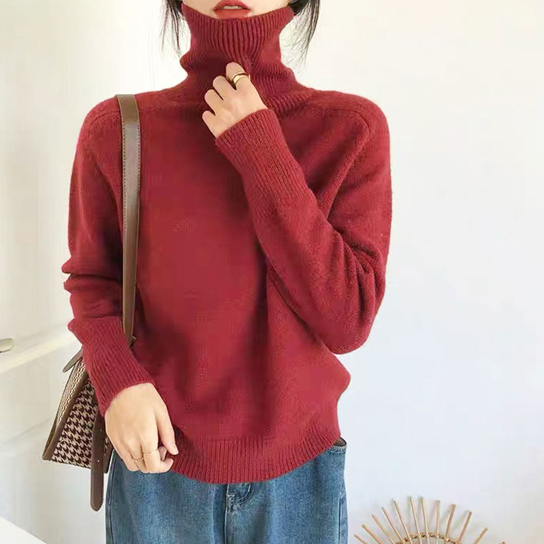 デューリリー Dewlily タートルネックセーター 秋 冬 韓国ファッション 10代 20代 30代 レディース 暖かい 可愛い 大人カジュアル シンプル ハイネック ニット