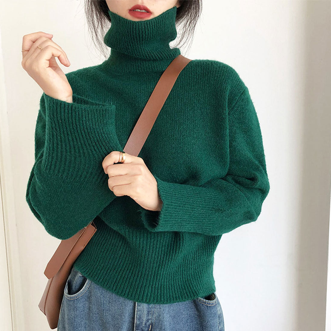 デューリリー Dewlily タートルネックセーター 秋 冬 韓国ファッション 10代 20代 30代 レディース 暖かい 可愛い 大人カジュアル シンプル ハイネック ニット