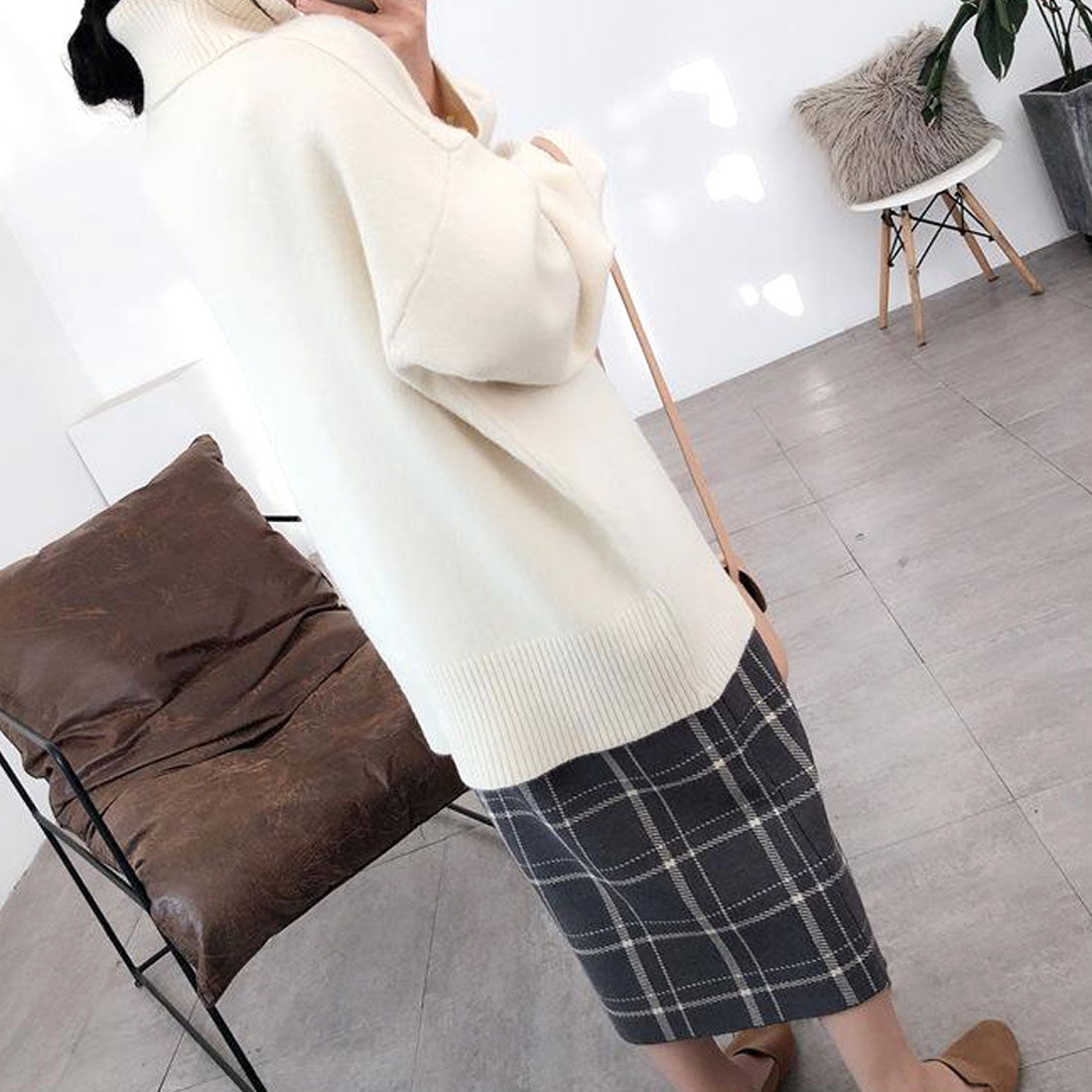 デューリリー Dewlily チェック柄ニットスカート レディース 10代 20代 30代 韓国ファッション 春 秋 冬 可愛い 大人カジュアル シンプル 上品 デート 黒