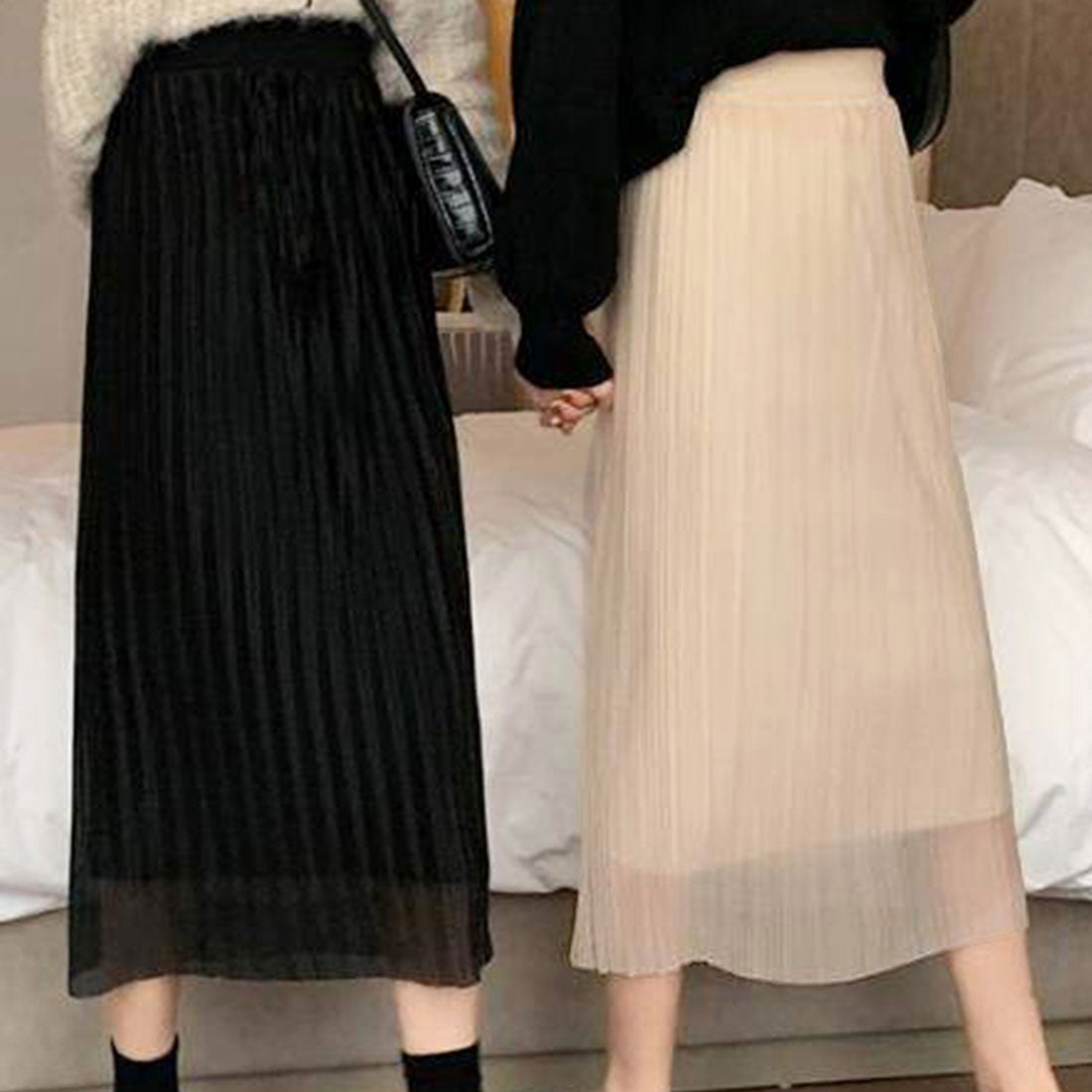 デューリリー Dewlily シースルースカート レディース 10代 20代 30代 韓国ファッション 春 夏 秋 カジュアル 可愛い 黒 シンプル ボトムス ミモレ丈 ロング丈