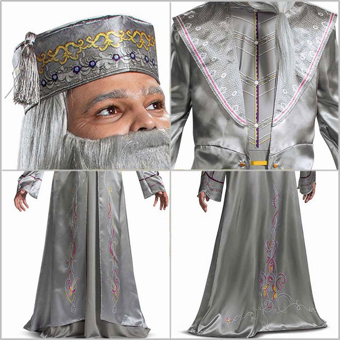 ディスガイズ Disguise ハロウィン コスプレ 仮装 ハリーポッター Harry Potter ダンブルドア 2点セット 全身 大人用 メンズ XL XXL 107679 （シルバー） シルバー