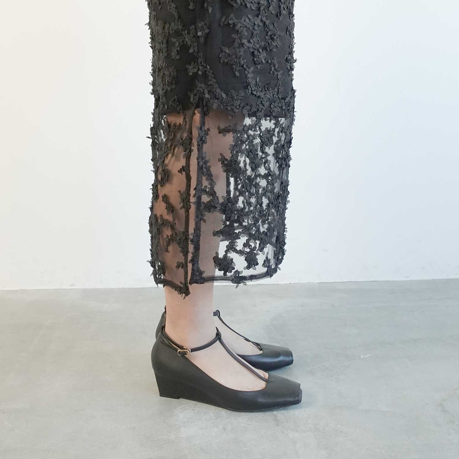 Daniella & GEMMA Square Toe T-Strap Wedge Pumps
