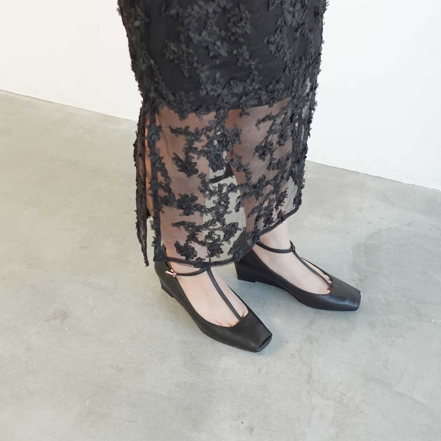 Daniella & GEMMA Square Toe T-Strap Wedge Pumps