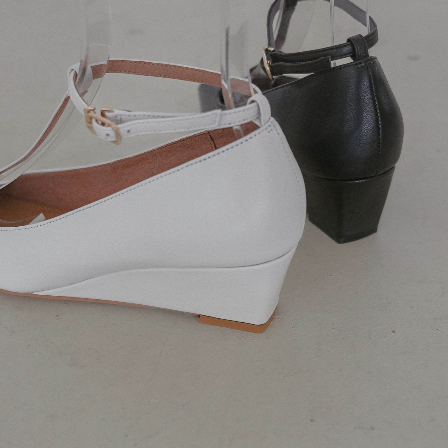 Daniella & GEMMA Square Toe T-Strap Wedge Pumps