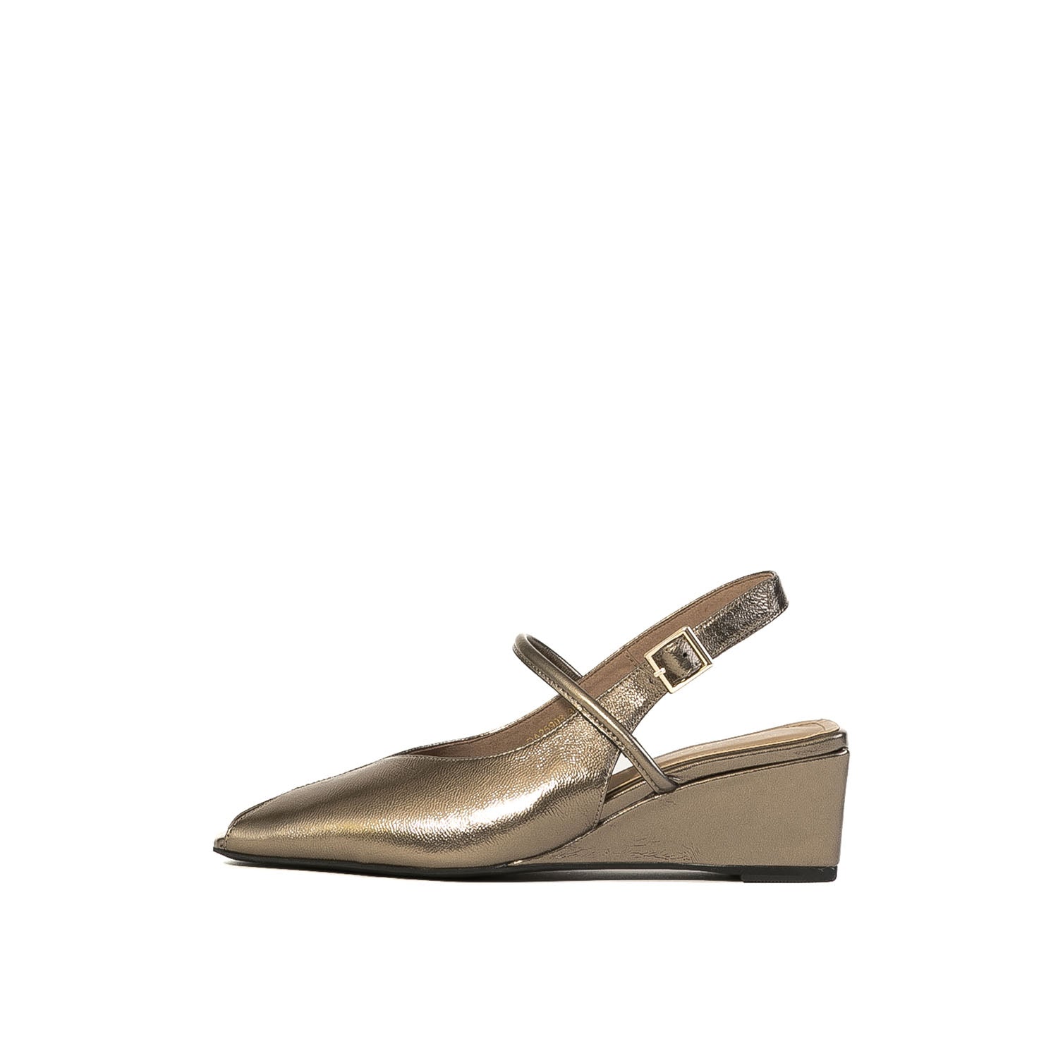 Daniella & GEMMA Peep-Toe Back-Belt Wedge Pumps