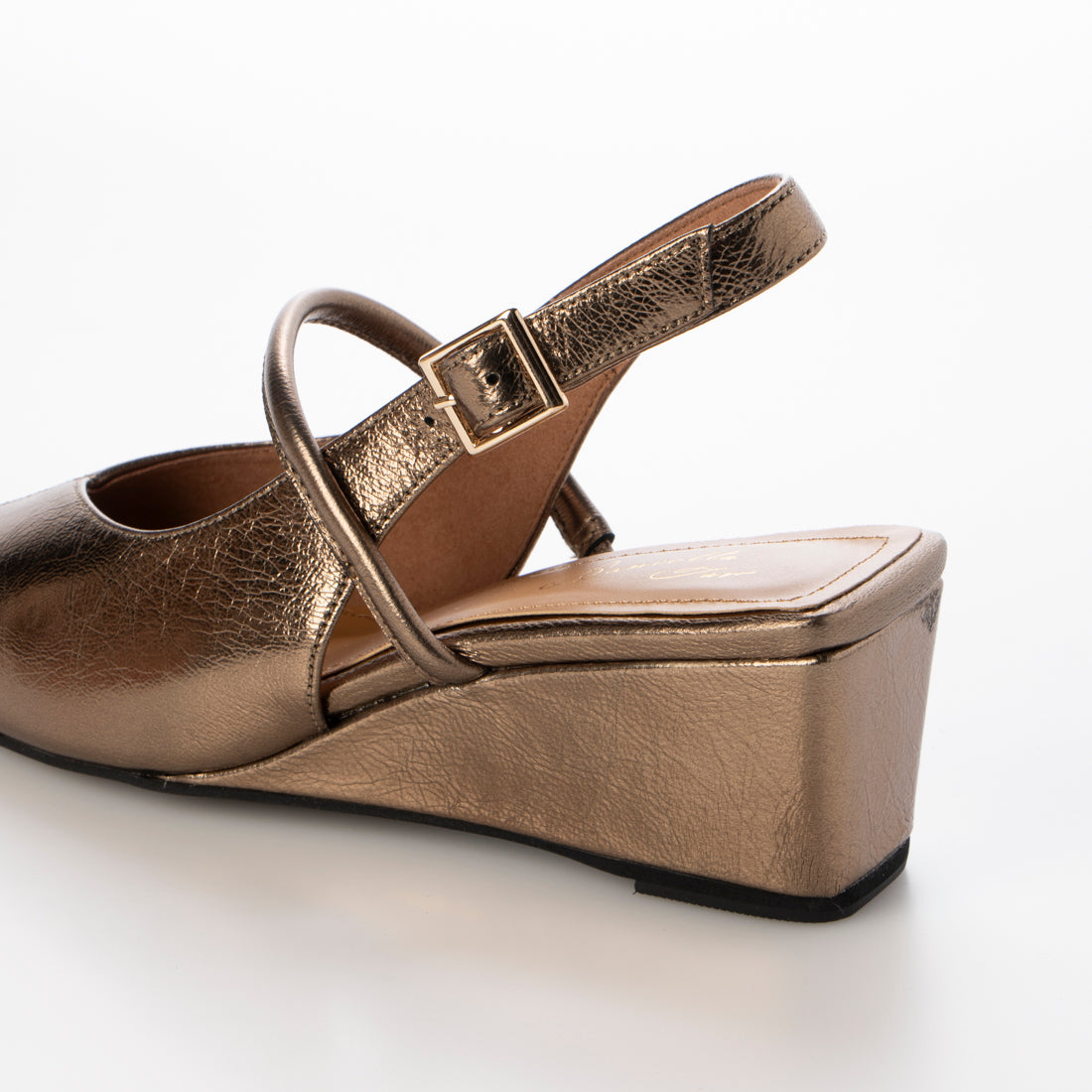 Daniella & GEMMA Peep-Toe Back-Belt Wedge Pumps