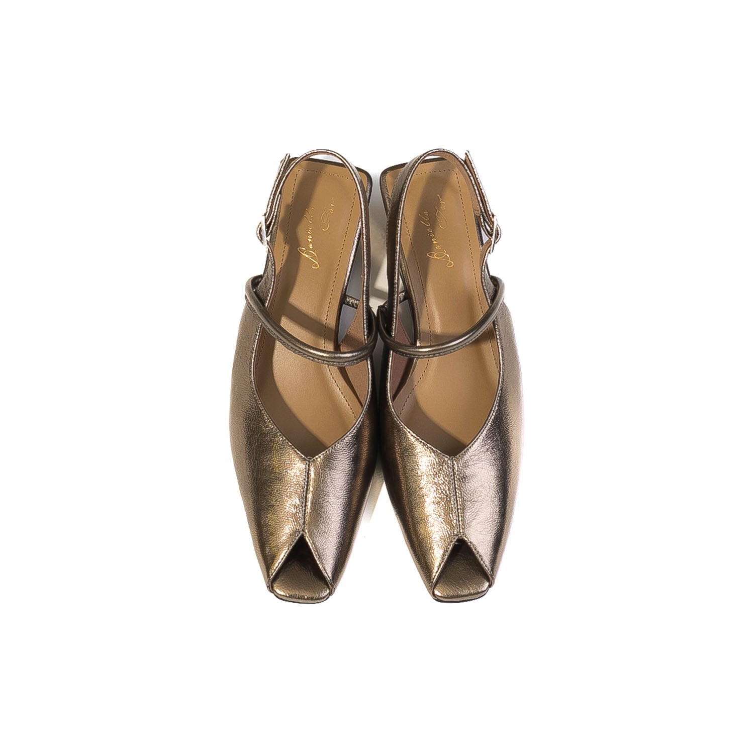 Daniella & GEMMA Peep-Toe Back-Belt Wedge Pumps