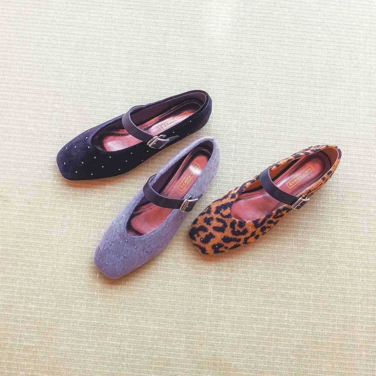 ダニエラアンドジェマ Daniella & GEMMA ストラップ付きバレエフラットシューズ （グレー生地） グレー生地