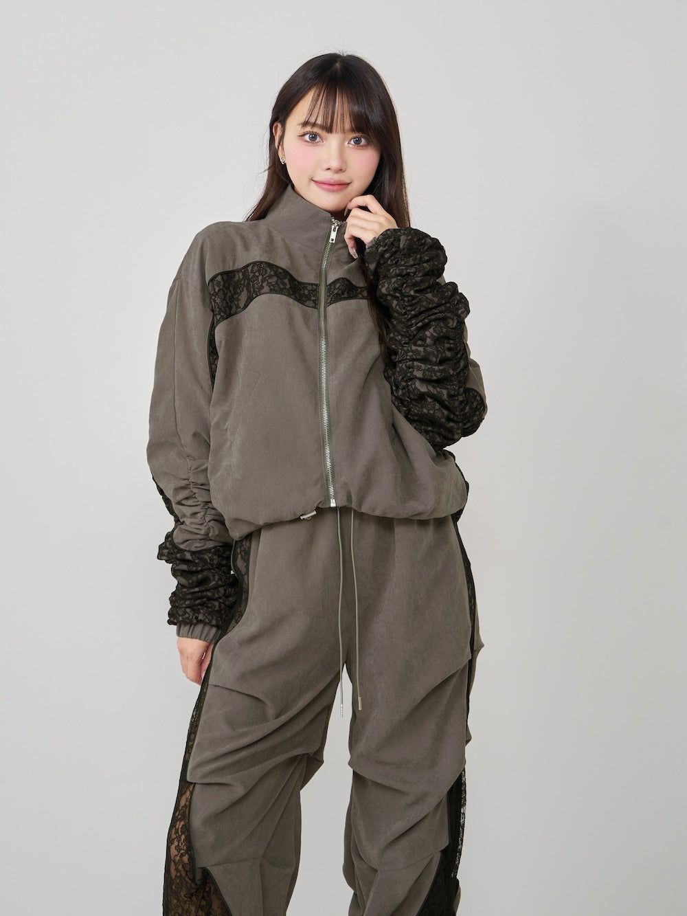 ダーリッチ Darich レースドッキングボリュームギャザーセットアップ