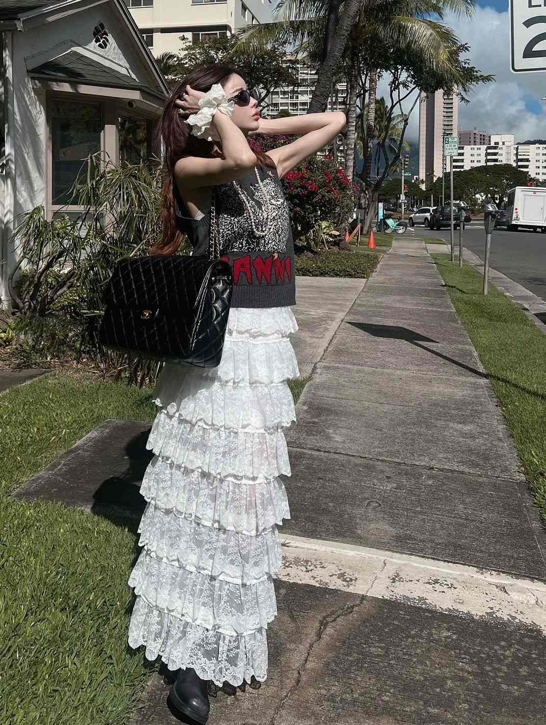 Darich フラワーレースティアードフリルスカート ダーリッチ Darich フラワーレースティアードフリルスカート