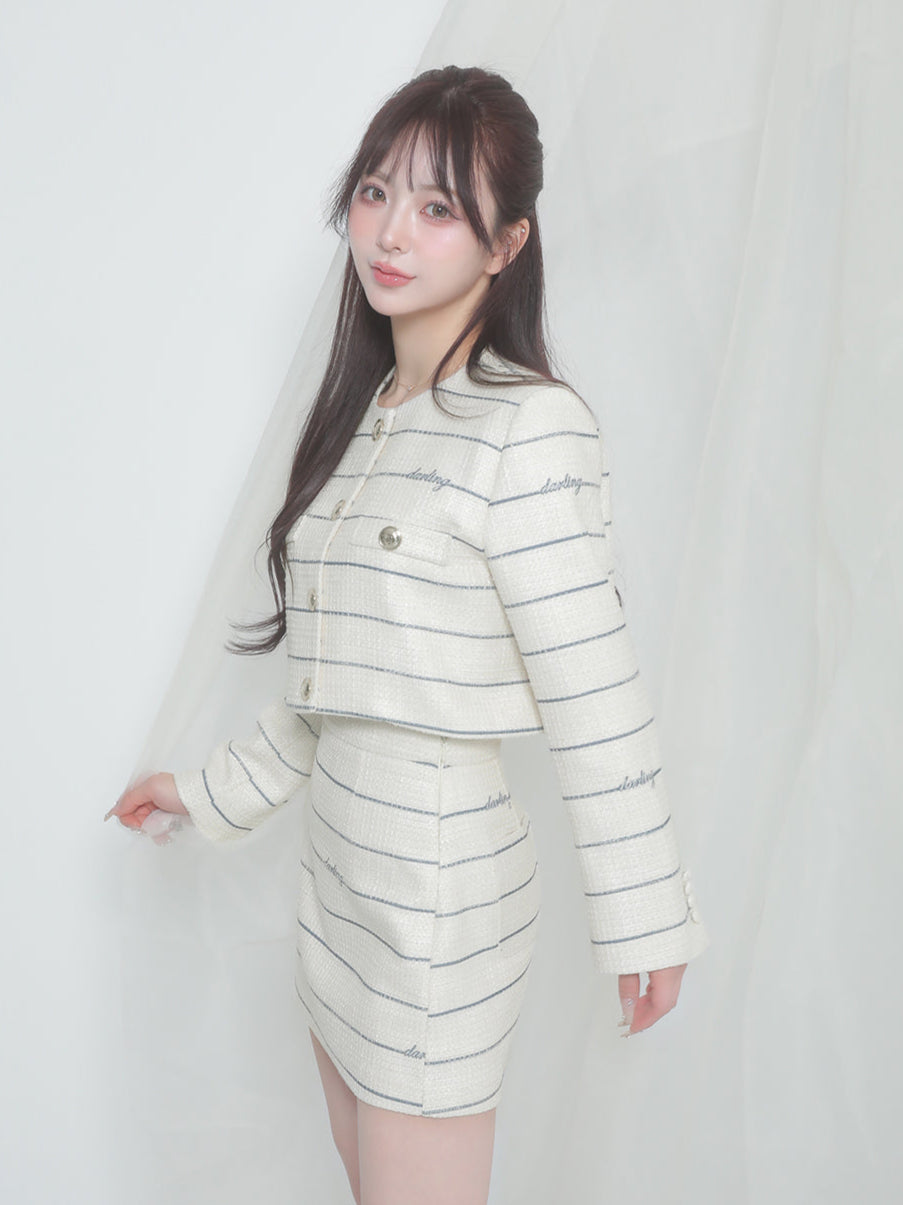 ダーリッチ Darich Darlingボーダーツイードミニスカート