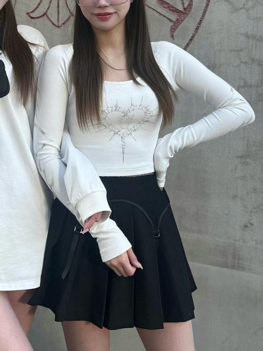 ダーリッチ Darich ハートモチーフクロップドトップス