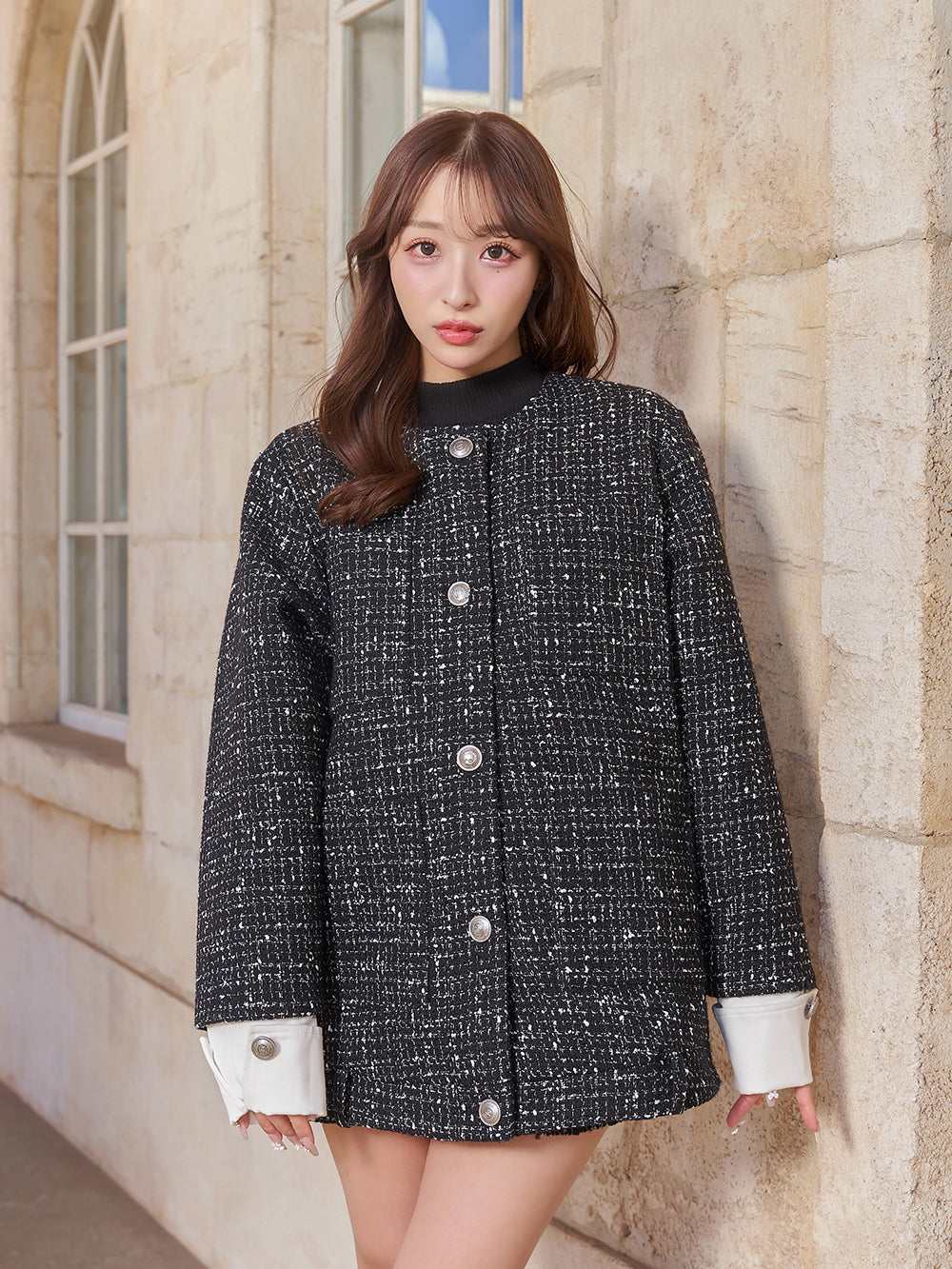 ダーリッチ Darich カフスデザインオーバーツイードジャケット