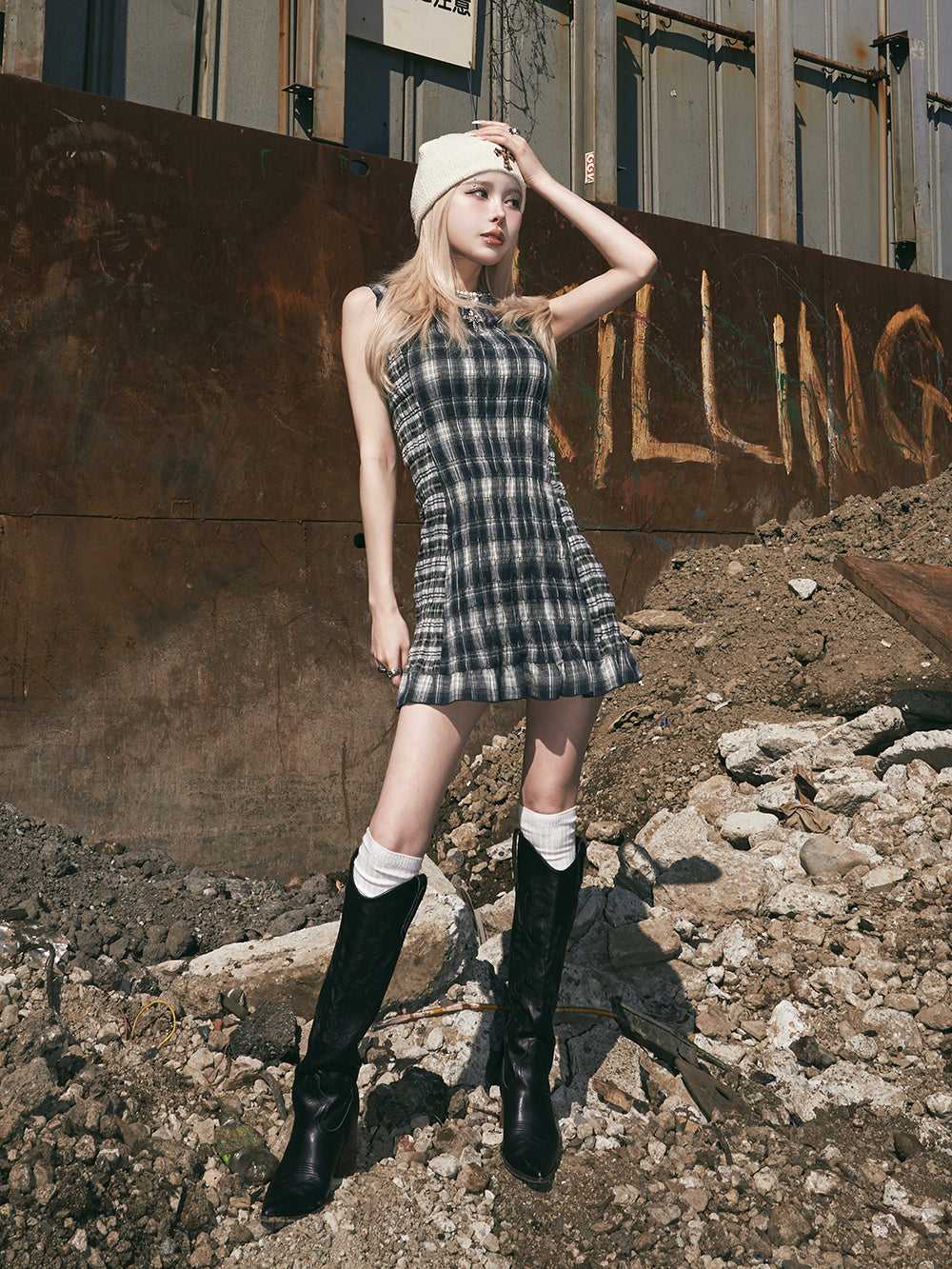 ダーリッチ Darich チェックコンビミニワンピース