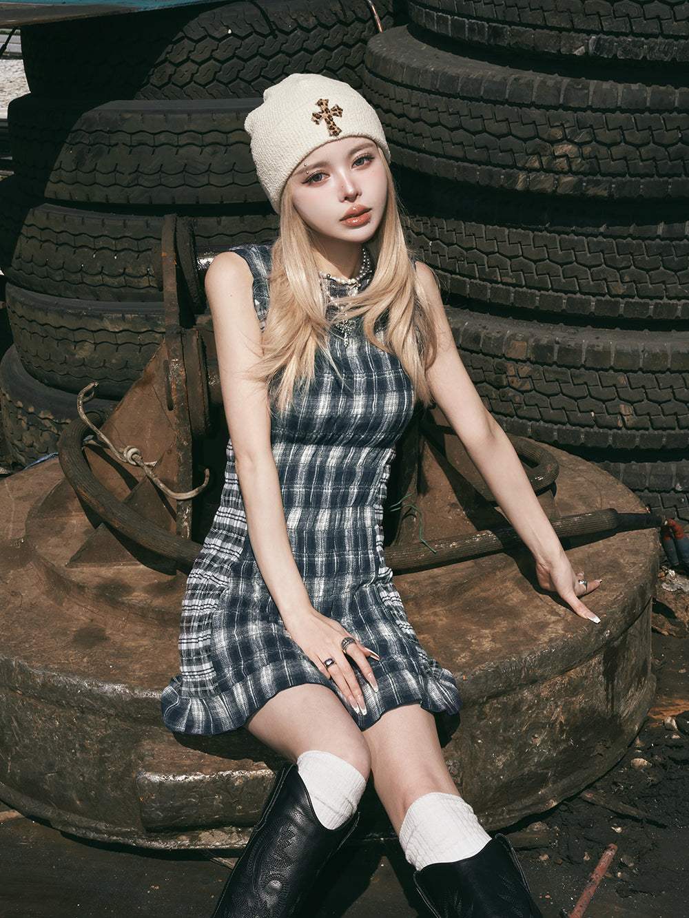 ダーリッチ Darich チェックコンビミニワンピース