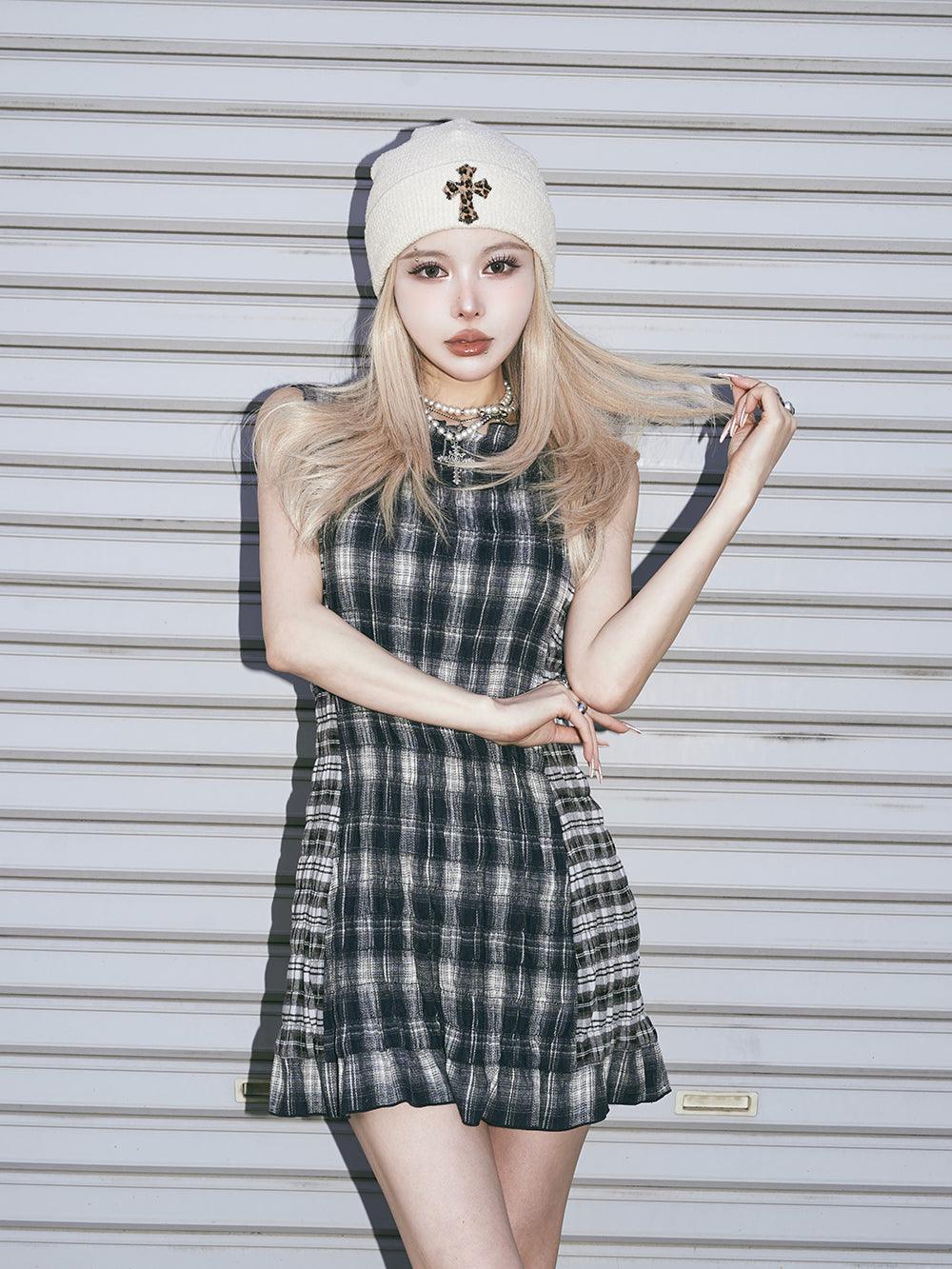 Darich チェックコンビミニワンピース ダーリッチ Darich チェックコンビミニワンピース