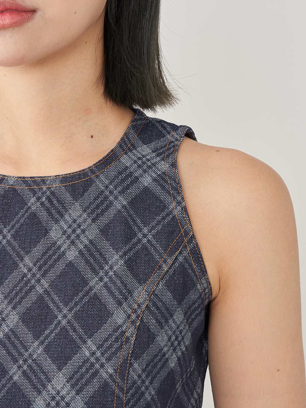 ダーリッチ Darich バイヤスチェックデニムミニワンピース （ブルー） ブルー