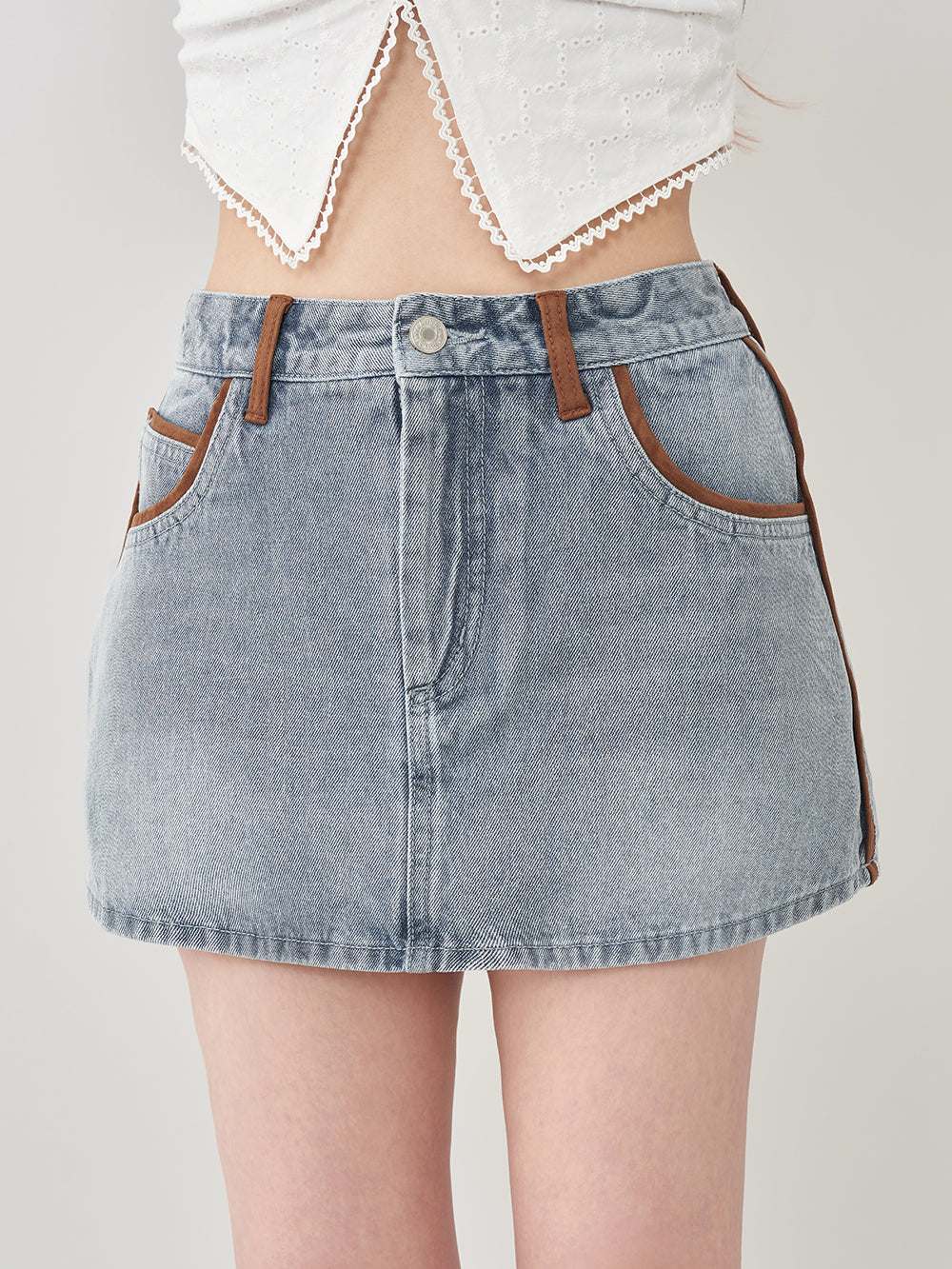 ダーリッチ Darich スウェードパイピングデニムミニスカート