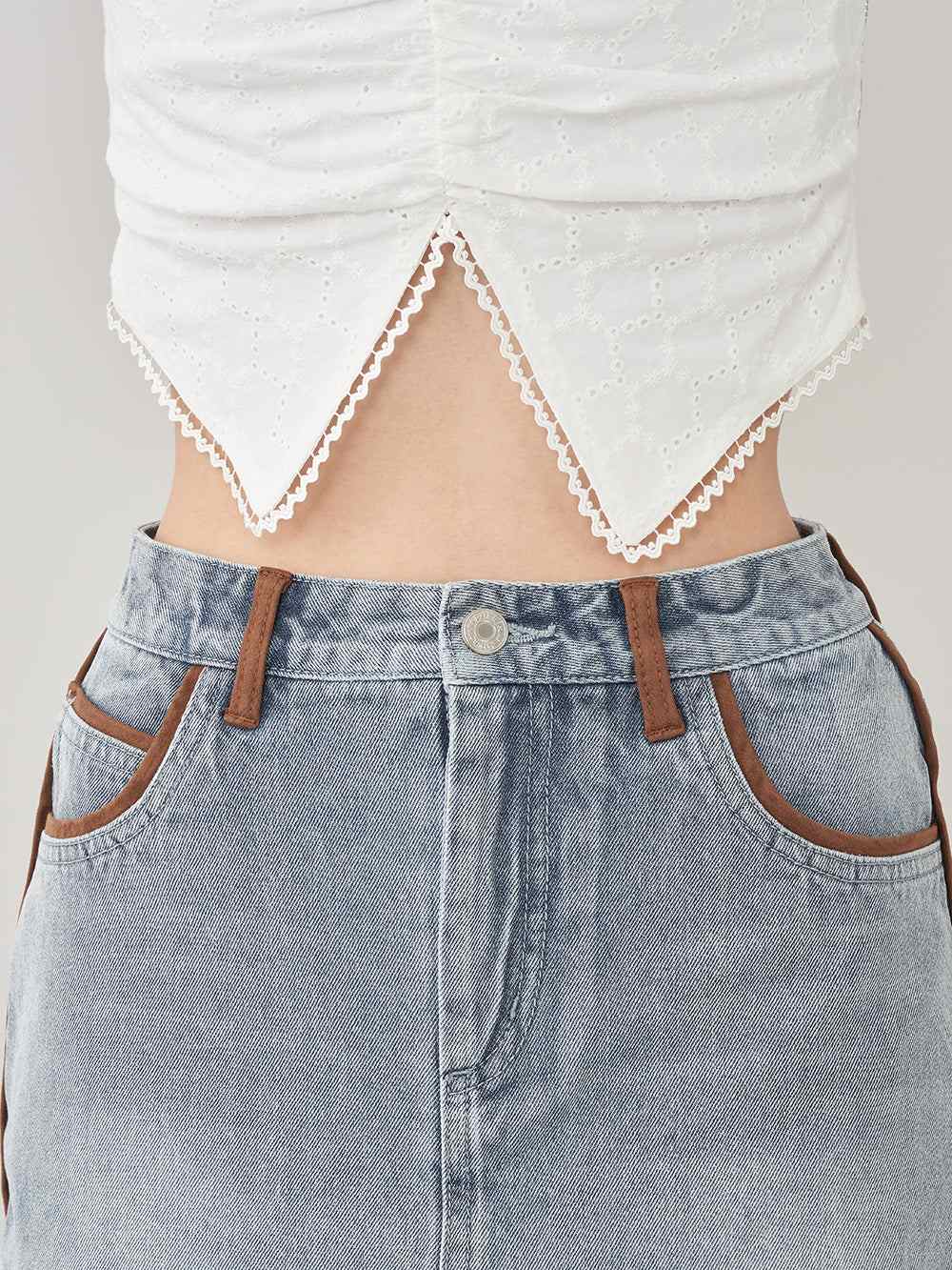 ダーリッチ Darich スウェードパイピングデニムミニスカート