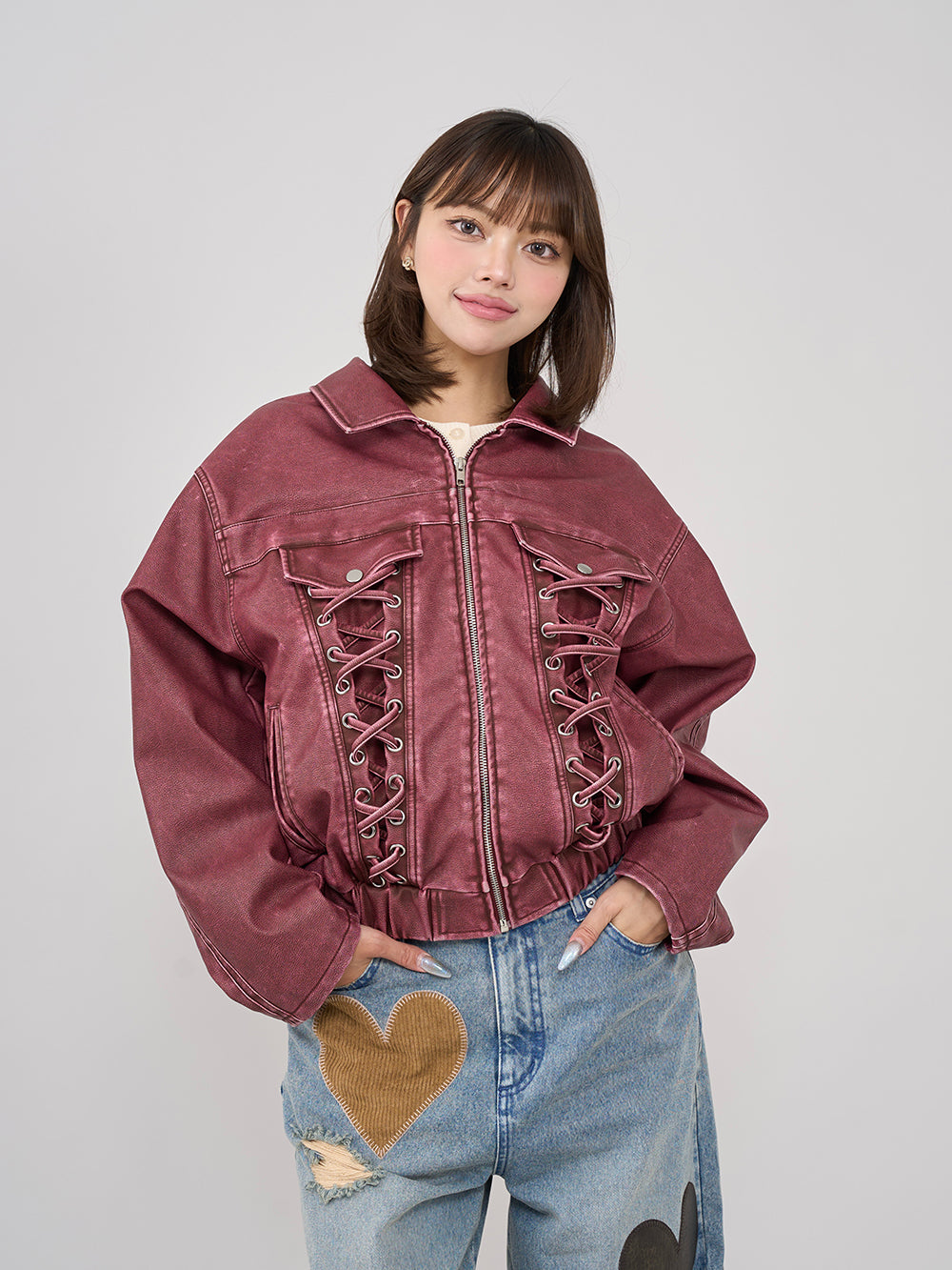 ダーリッチ Darich ラインレザーオーバージャケット （レッド） レッド