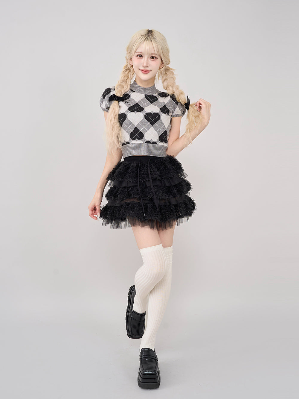 ダーリッチ Darich アーガイルハートチェックニットセットアップ （ネイビー） ネイビー