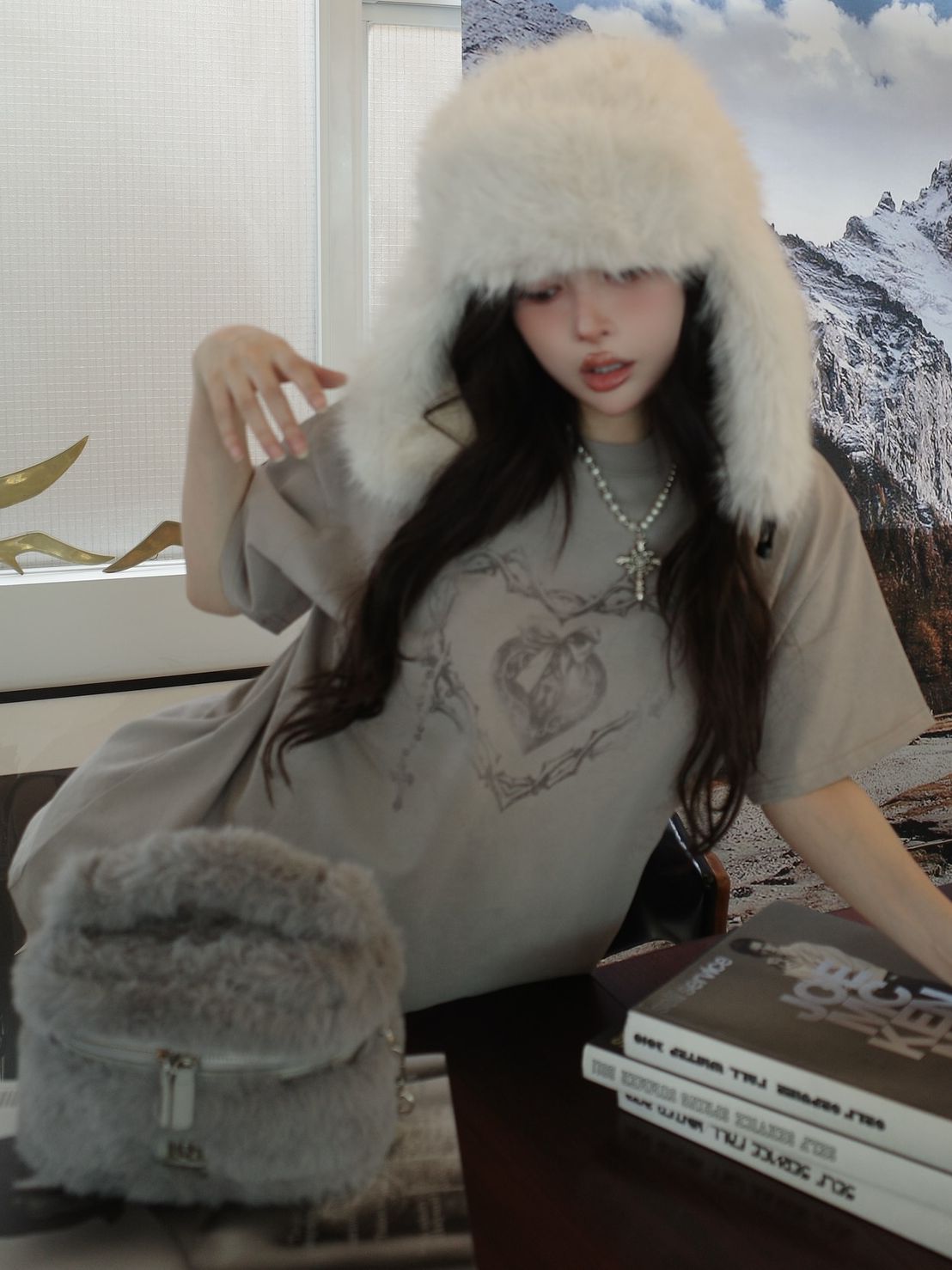 ダーリッチ Darich ハートキーフェードビッグTシャツ （グレージュ） グレージュ