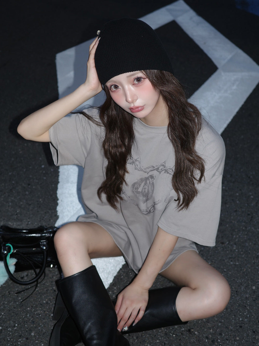 ダーリッチ Darich ハートキーフェードビッグTシャツ （グレージュ） グレージュ