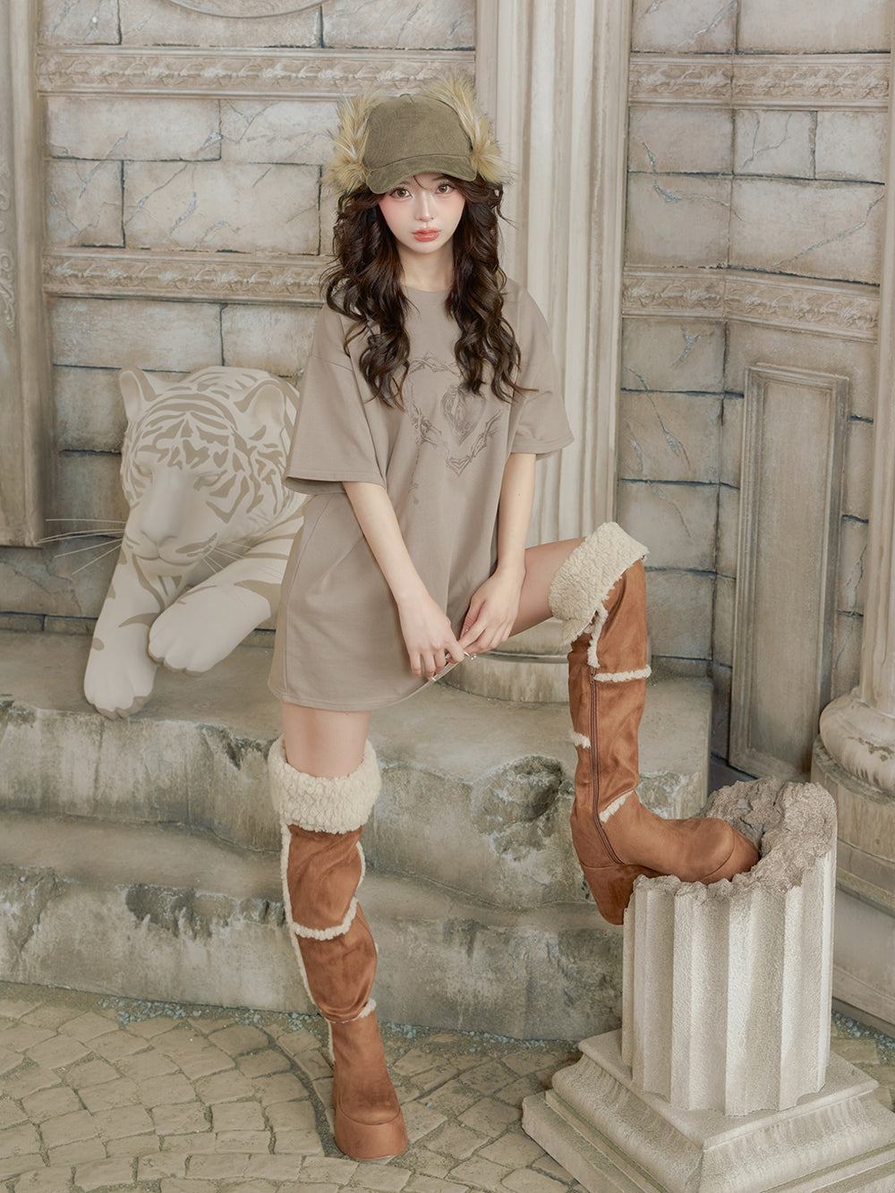 ダーリッチ Darich ハートキーフェードビッグTシャツ （グレージュ） グレージュ