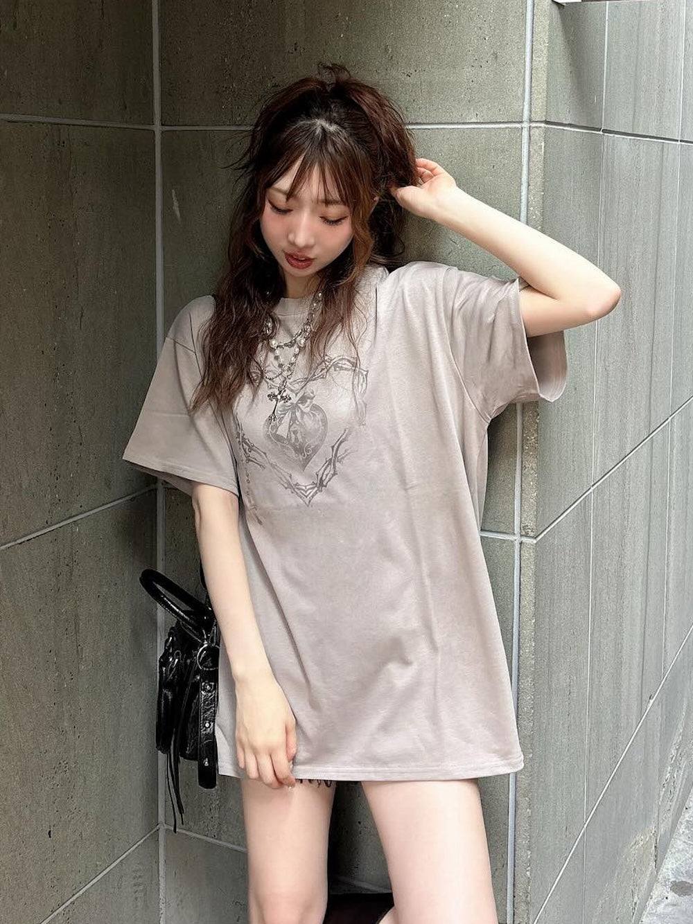ダーリッチ Darich ハートキーフェードビッグTシャツ （グレージュ） グレージュ