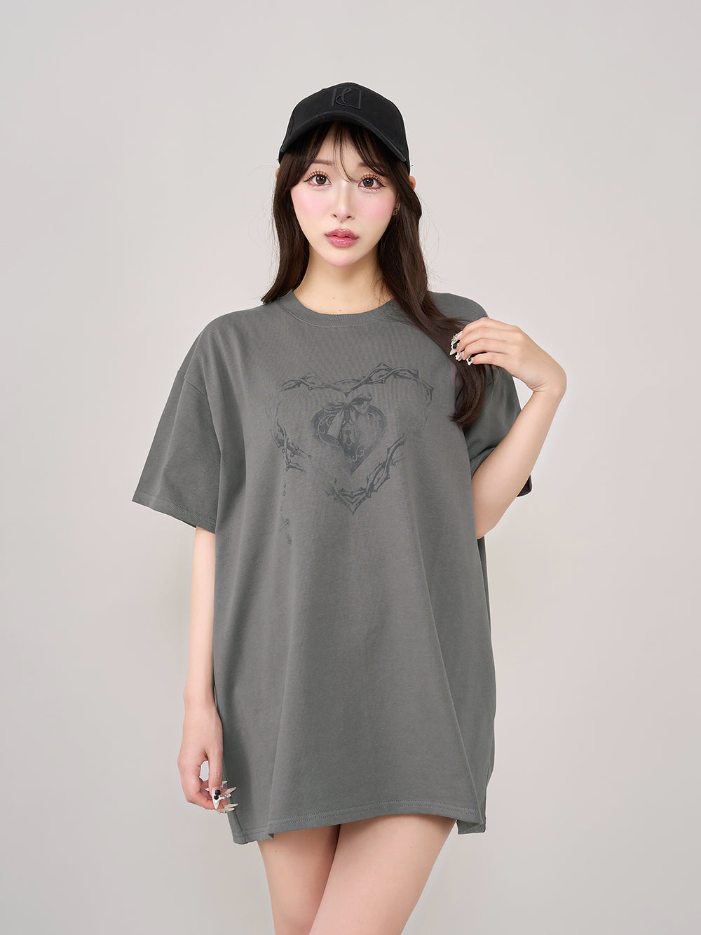 ダーリッチ Darich ハートキーフェードビッグTシャツ （チャコールグレー） チャコールグレー
