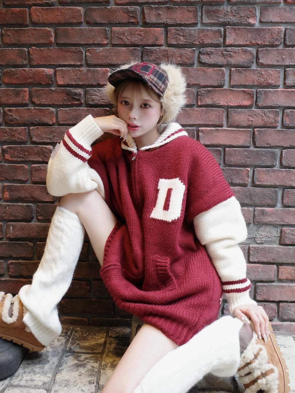 ダーリッチ　THE Social CLUBニットブルゾン　レッド Darich THE Social CLUB Knit Blouson