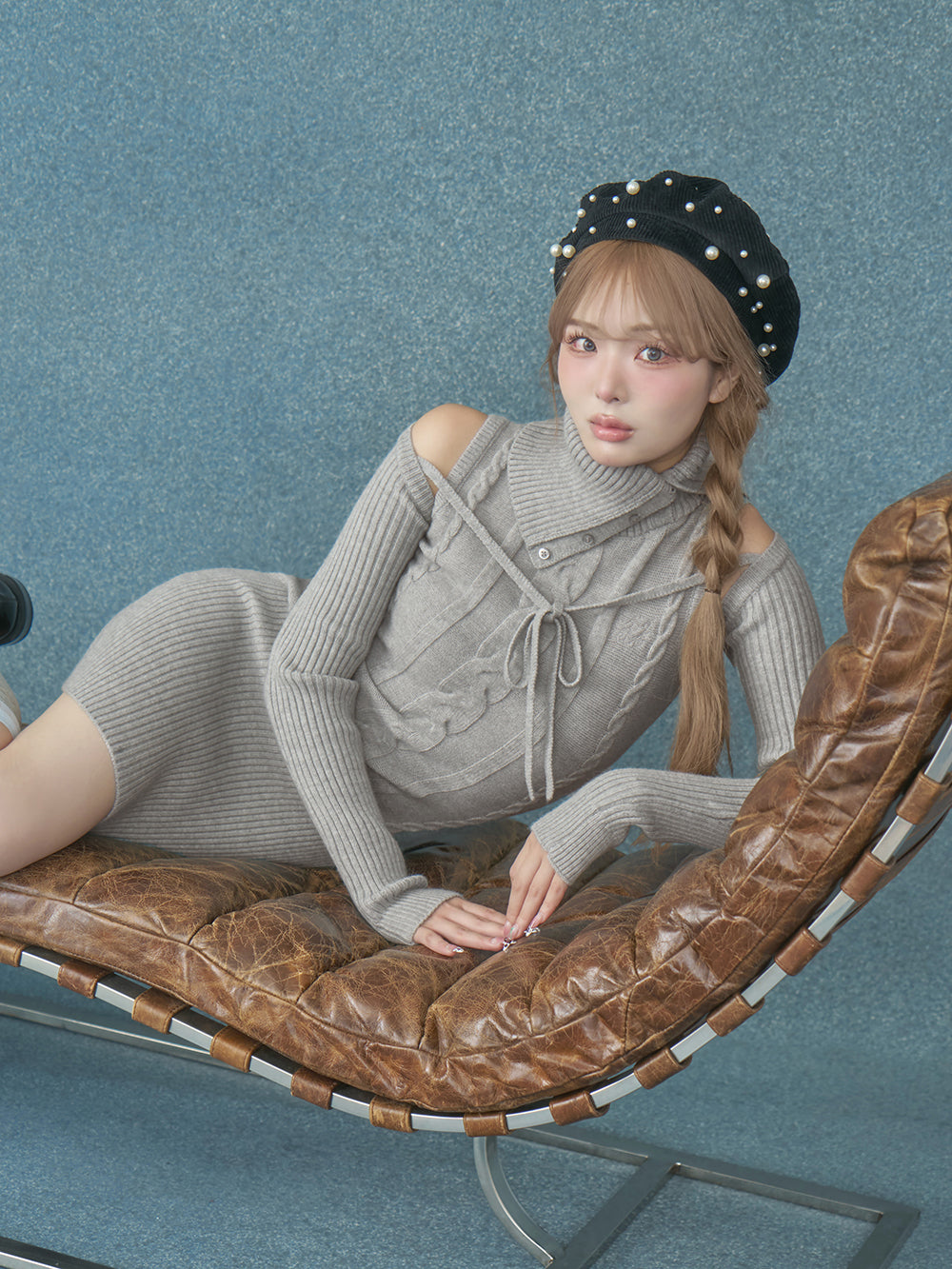 Darich ダーリッチ デザインネックニットミニワンピース ダーリッチ Darich デザインネックニットミニワンピース （ブラック