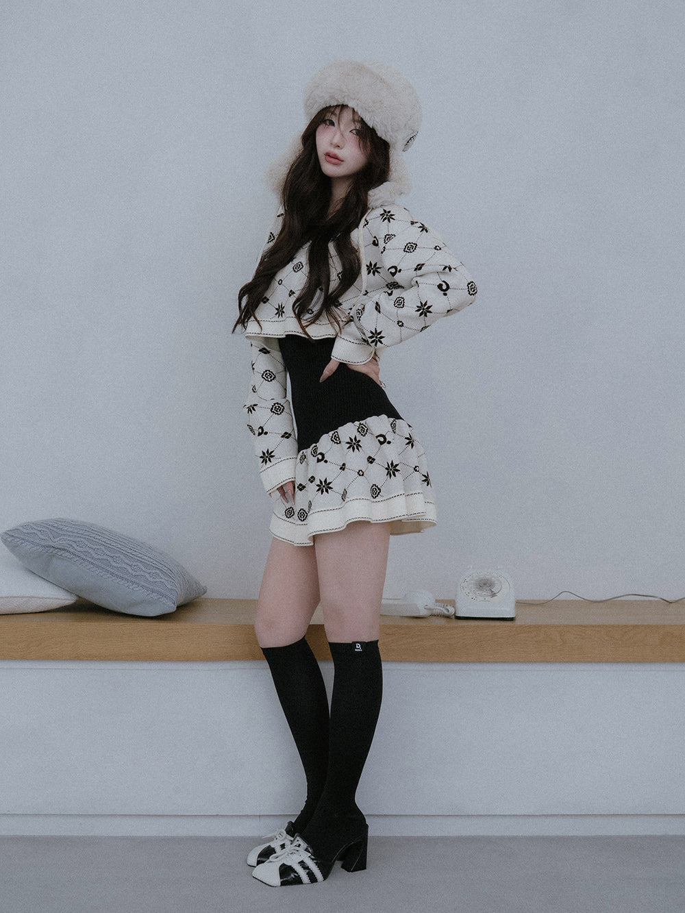 ダーリッチ Darich アンサンブルスノーロゴニットミニワンピース （サックス） サックス