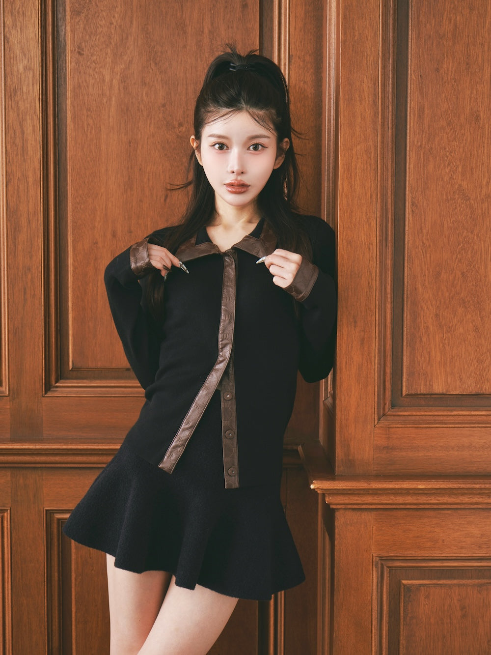 ダーリッチ Darich ロゴレザーニットトップス