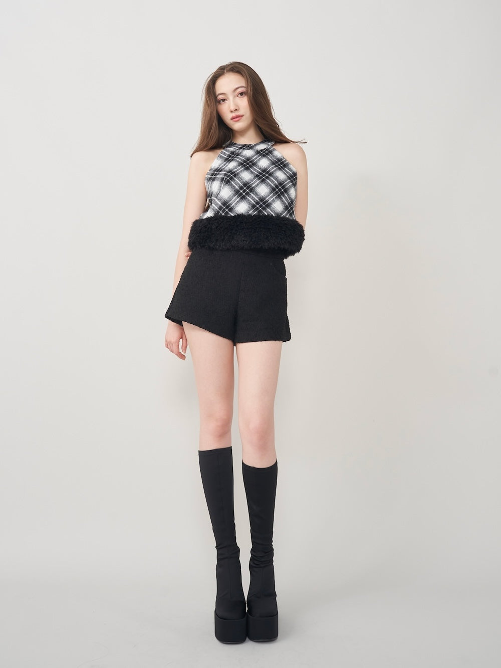 ダーリッチ Darich ファーチェックドッキングトップス