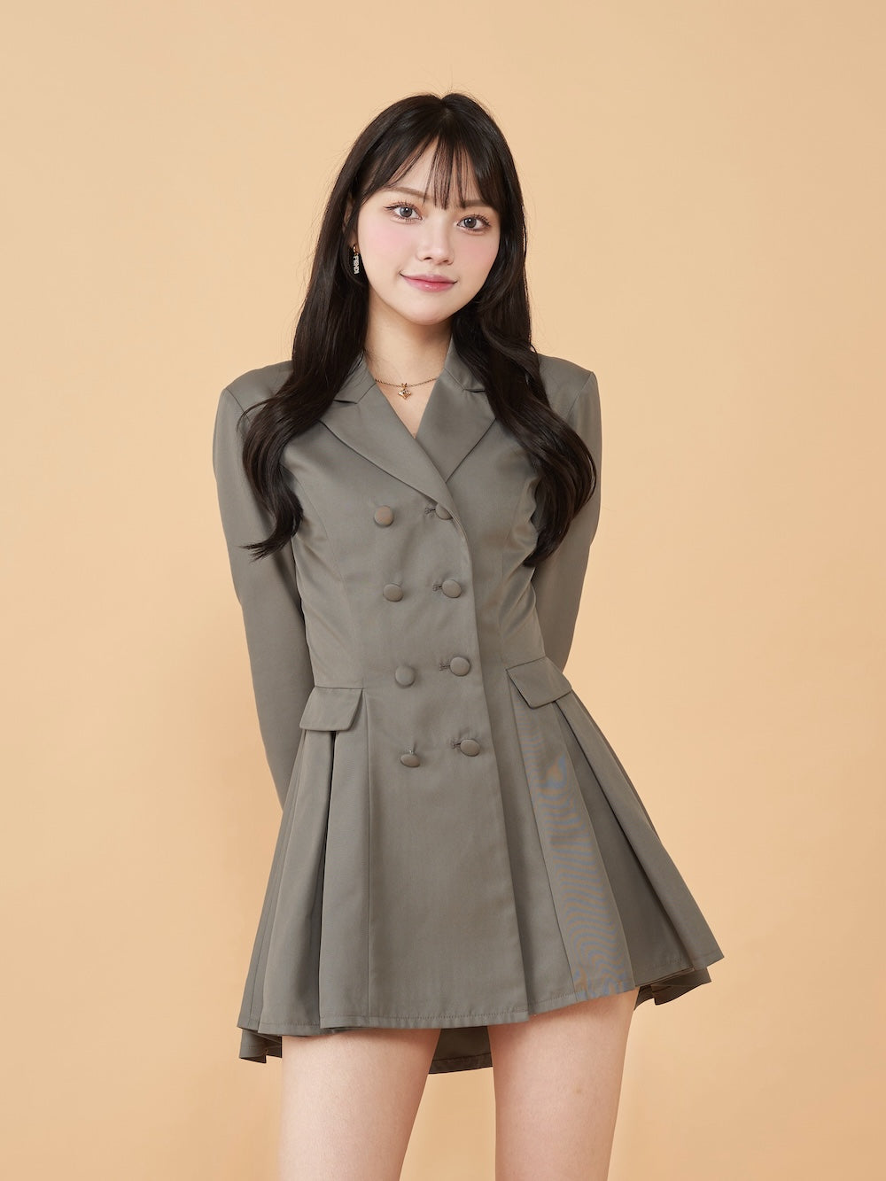 ダーリッチ Darich バックコンシャスジャケットミニワンピース,グレー