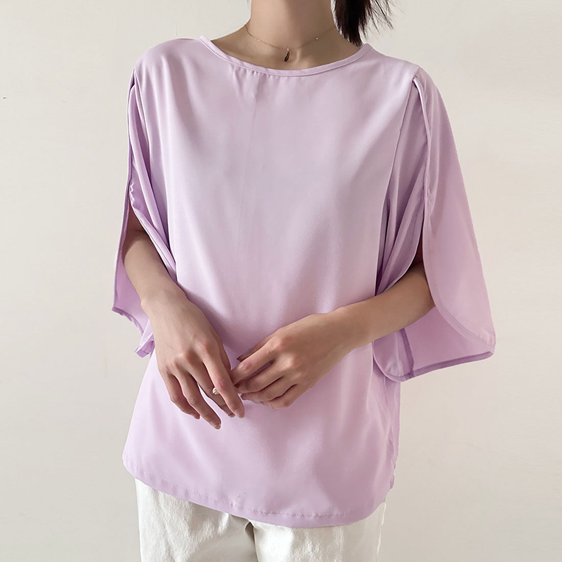 ドゥー ベル Doux Belle 袖フレア ブラウス シャツ （ブラック） ブラック