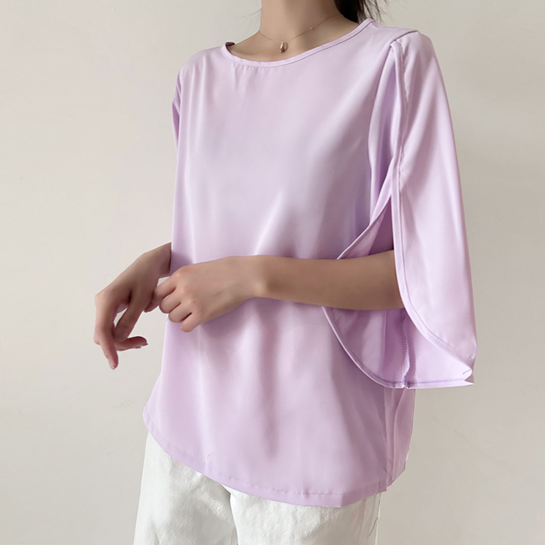 ドゥー ベル Doux Belle 袖フレア ブラウス シャツ （ブラック） ブラック