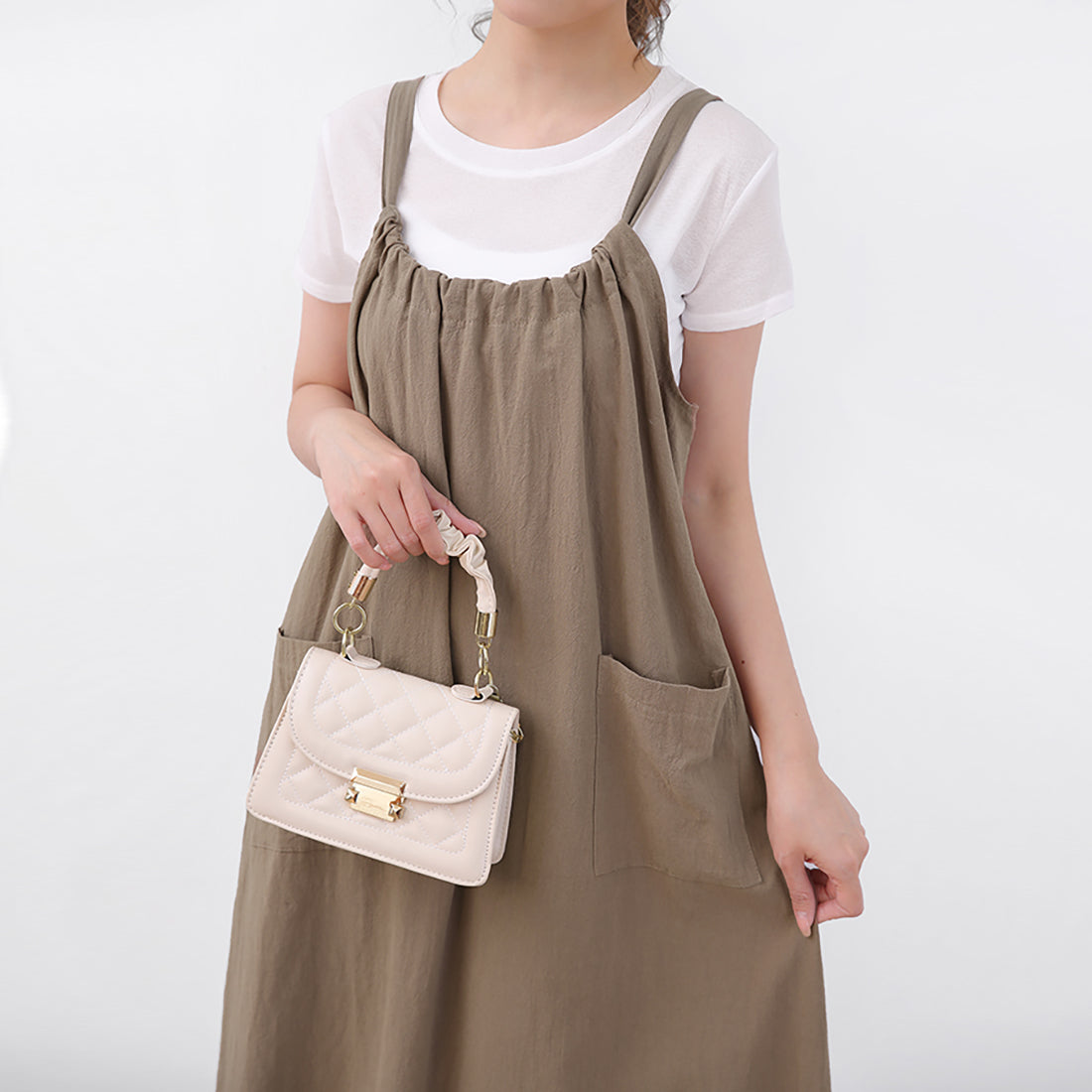 ドゥー ベル Doux Belle ジャンパーワンピース ロングワンピース ロングワンピ ノースリーブ リボン マキシワンピース