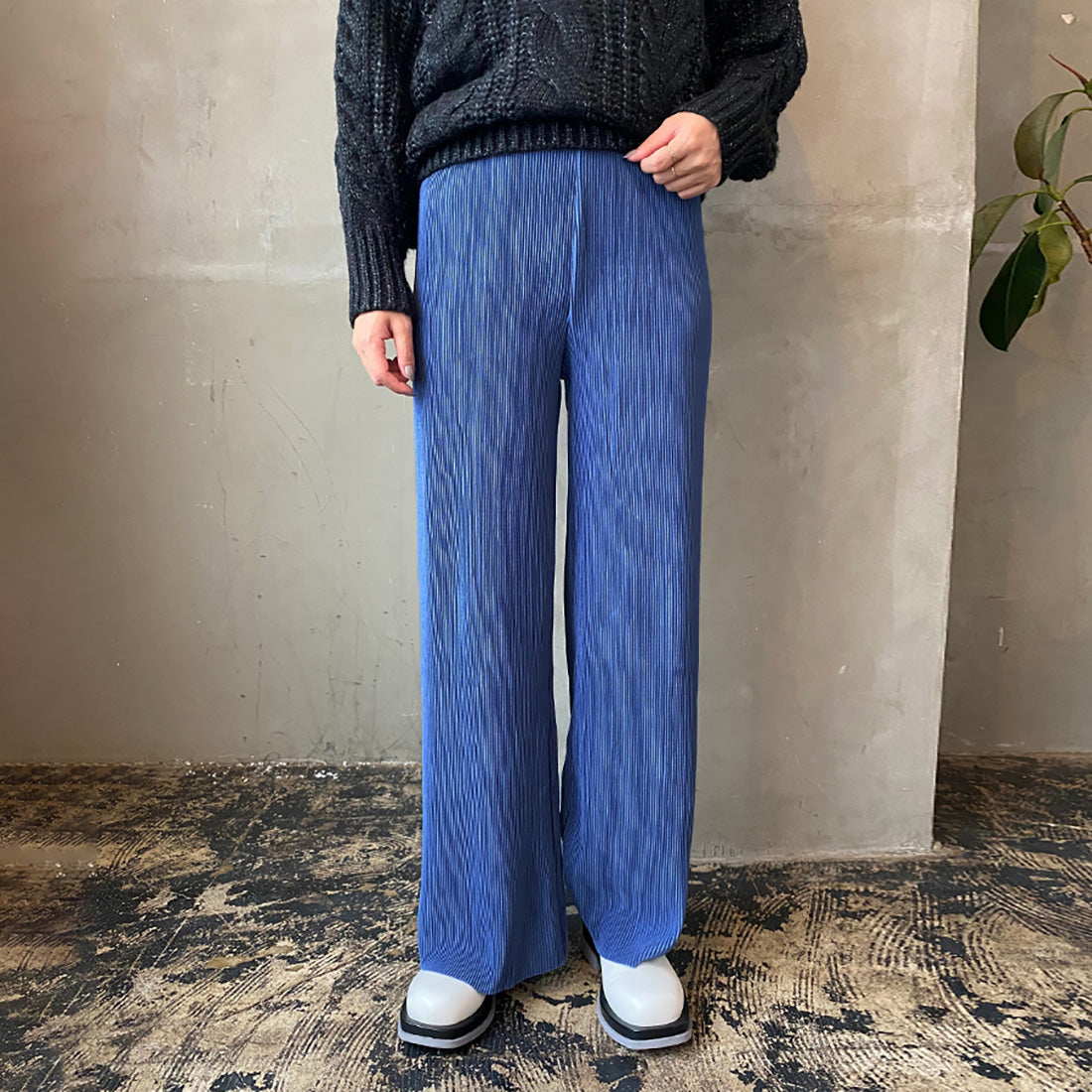 ドゥー ベル Doux Belle ボトムス プリーツパンツ レディース ロングパンツ セルフカット ストレート ストレッチ ワイドパンツ