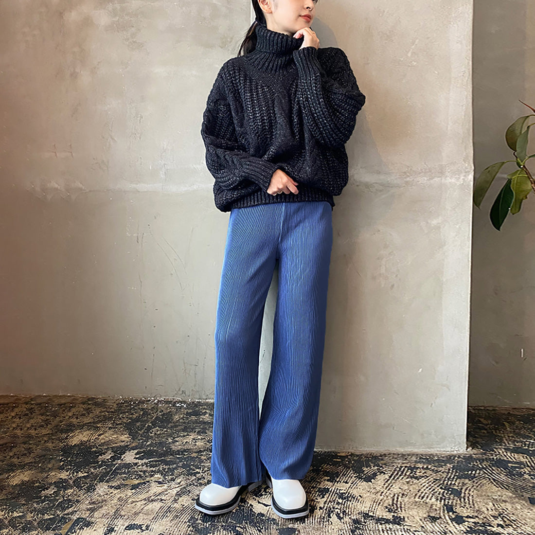 ドゥー ベル Doux Belle ボトムス プリーツパンツ レディース ロングパンツ セルフカット ストレート ストレッチ ワイドパンツ