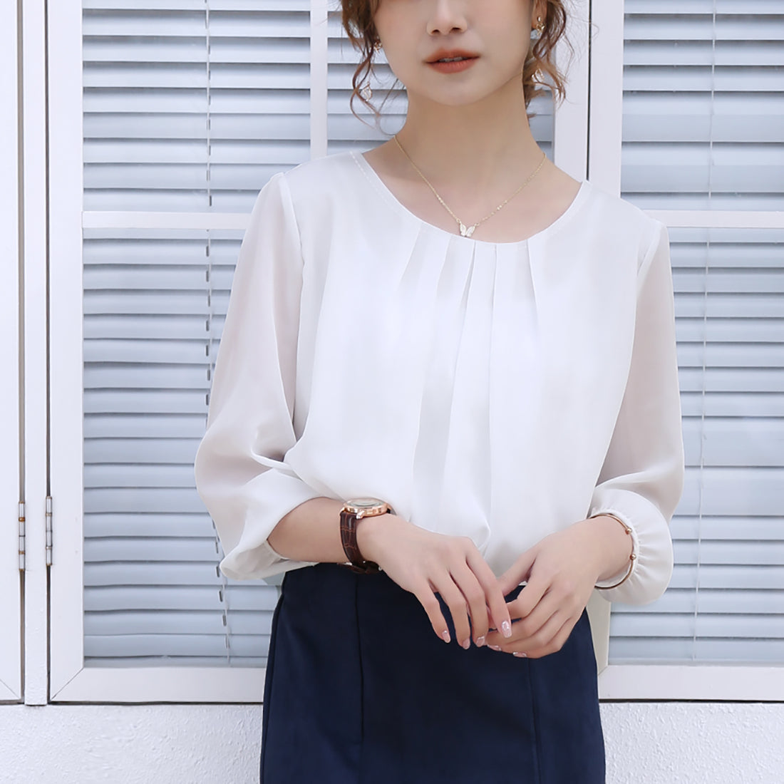 ドゥー ベル Doux Belle ブラウス シャツ レディース （ピンク） ピンク