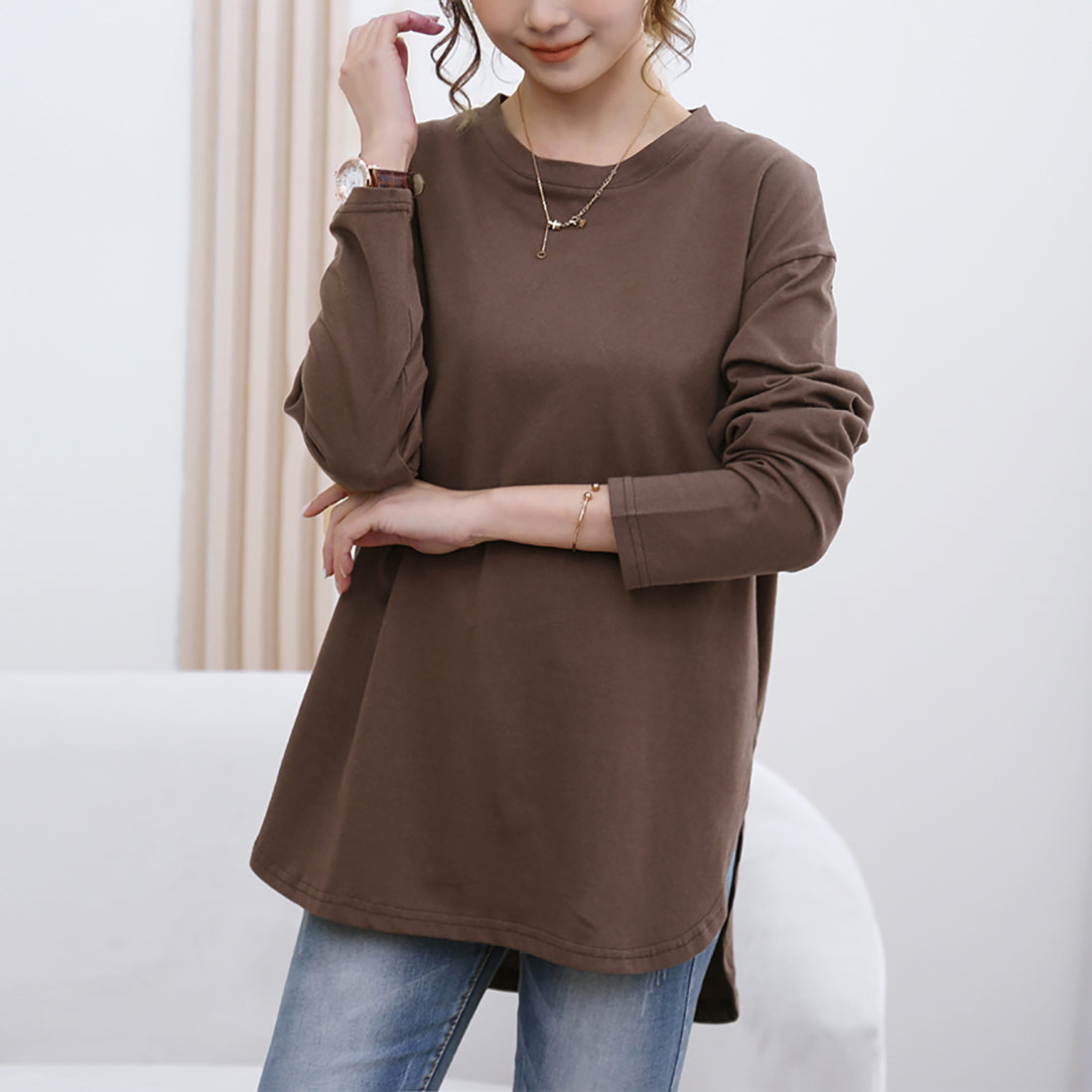 ドゥー ベル Doux Belle 秋冬新作 tシャツ カットソー,ブラウン