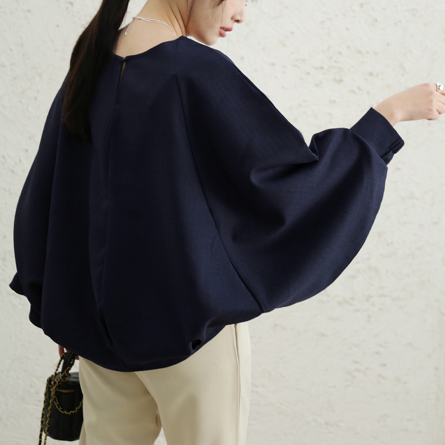 ドゥー ベル Doux Belle 長袖トップス 体型カバー 無地 （ネイビー） ネイビー