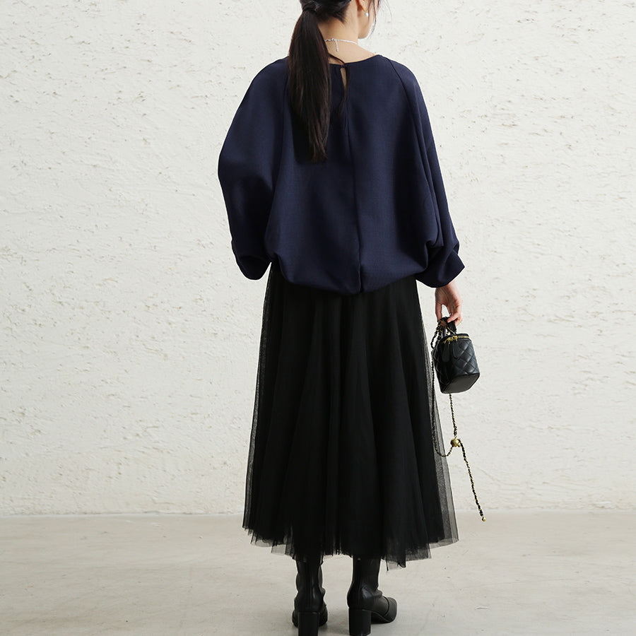 ドゥー ベル Doux Belle 長袖トップス 体型カバー 無地 （ネイビー） ネイビー